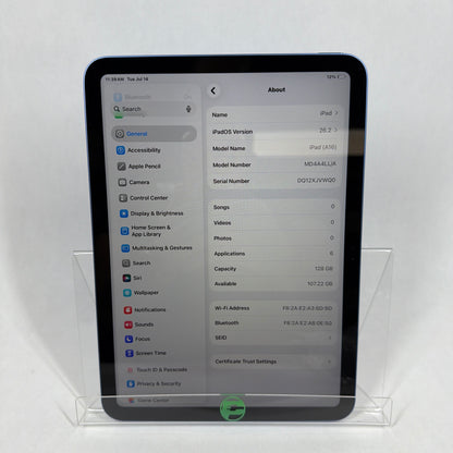WiFi Only Apple iPad 11" (A16) 128GB Blue MD4A4LL/A
