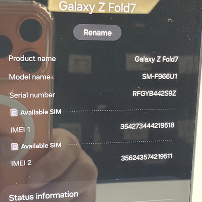 Factory Unlocked Samsung Galaxy Z Fold7 12GB RAM 512GB SM-F966U1 Jetblack