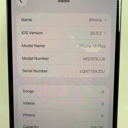 Factory Unlocked Apple iPhone 14 Plus 128GB Midnight MQ3R3LL/A