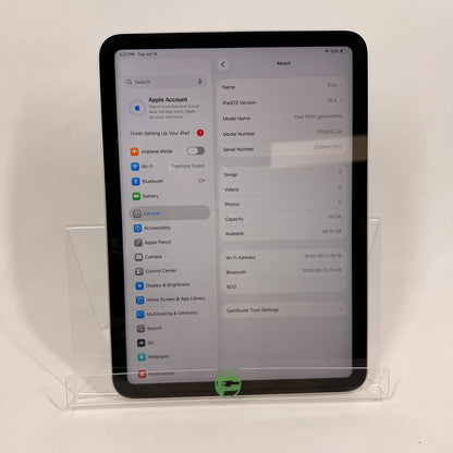 WiFi Only Apple iPad 10th Gen 64GB Silver PPQ03LL/A